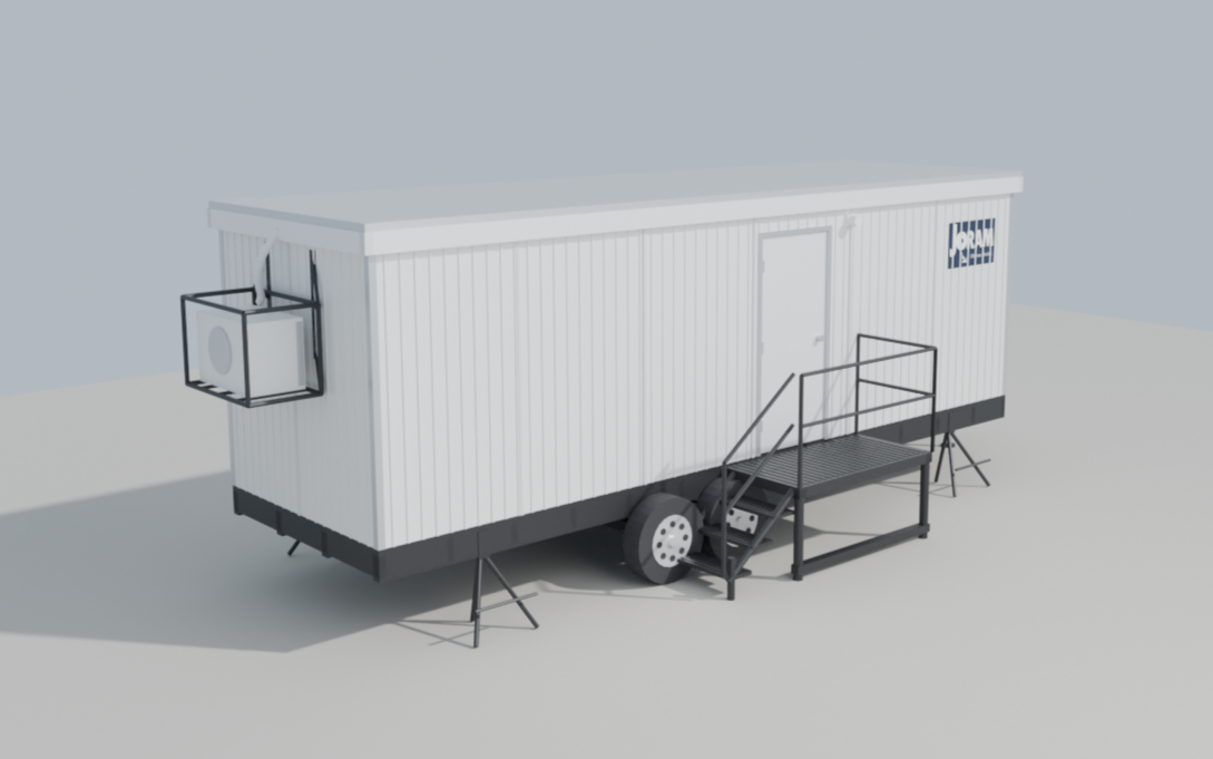 Modelo 3D interactivo de la oficina móvil JORAM 8x32